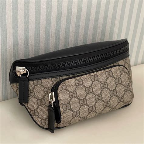 450946 gucci|Gucci GG Supreme Waist Bag Body 450946 Gray Black PVC.